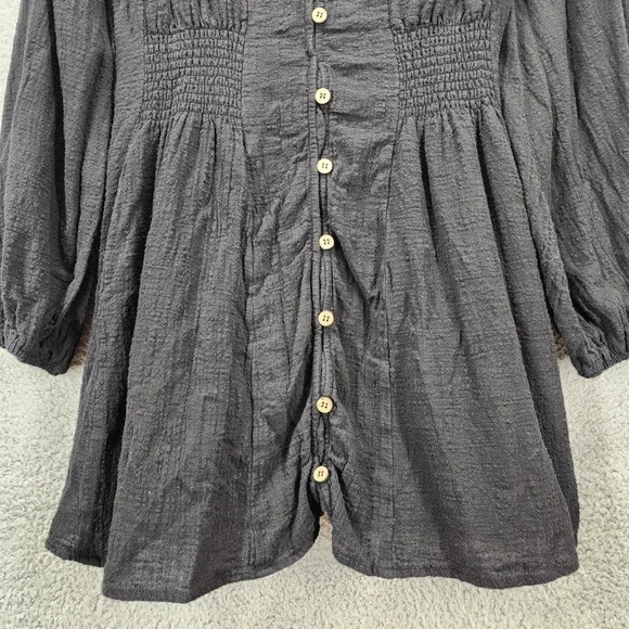 Lulus Black Long Sleeve Mini Dress Button Down Shirt Dress Medium - Picture 9 of 13